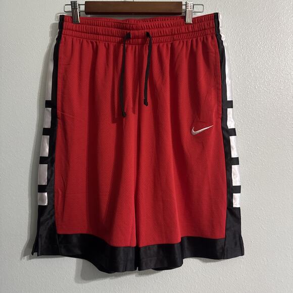 Nike Men Dri-FIT Elite Basketball Shorts Loose Fit DN4002-657 Red White Black L - Picture 1 of 4